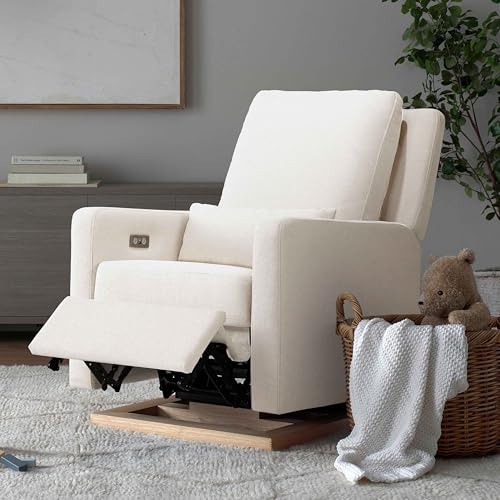 Image of Babyletto Sigi Nursery Recliner /Glider, Power - Performance Cream Eco-Weave