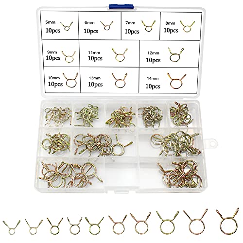 burkfeeg 100 Pcs Collier Serrage Durite Conduite de carburant Pince Essence Serre-Joints Tuyauterie de serrage Attaches pour Automobiles, Vélos et Motos