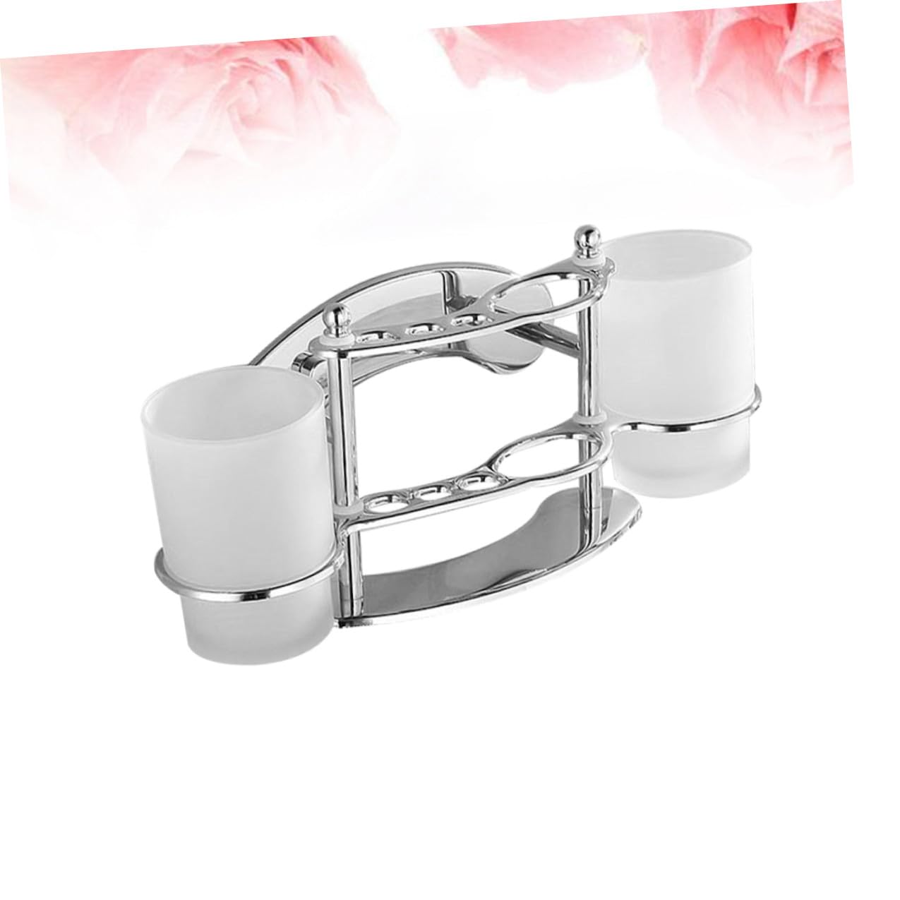 Portaspazzolino Da Parete in Acciaio Portabicchieri Per Gargarismi in Vetro Organizzatore Per Bagno Bicchiere Per Posto Spazzolini e Dentifricio
