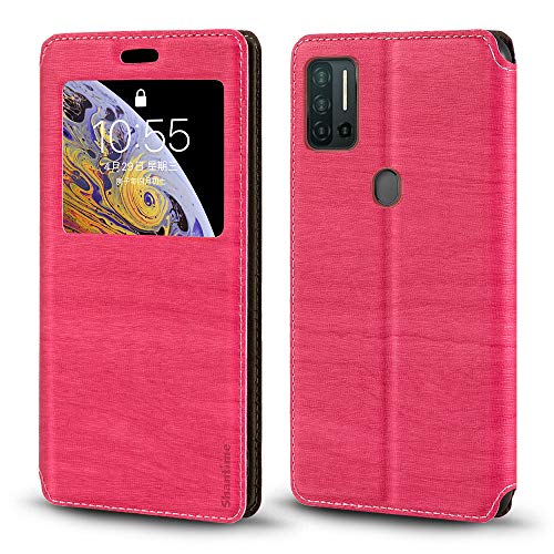 Custodia Flip con Finestra Visibile e Chiusura Magnetica Invisibile Compatibile con Ulefone Note 11P Protezione Totale rosa pelle sintetica rosso