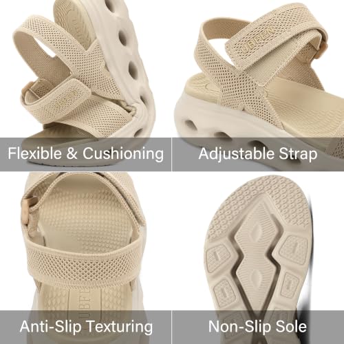 Image of UBFEN Womens Comfortable Walking Sandals with Cushioned Sole | Non-Slip Rocker Bottom, Arch Support, Adjustable Straps, Lightweight Water Sport Platform Summer