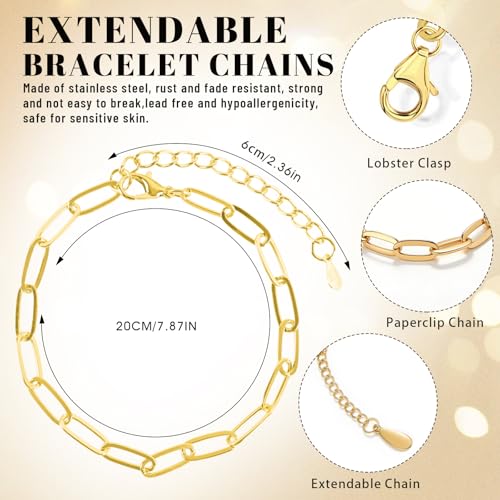 Image of Himake 341Pcs Gold Charm Bracelet Making Kit, DIY Jewelry Making Supplies, Including Paperclip Chain Bracelets, Jump Rings, Charms, Gift Bags, Pliers, Box for Jewelry Making