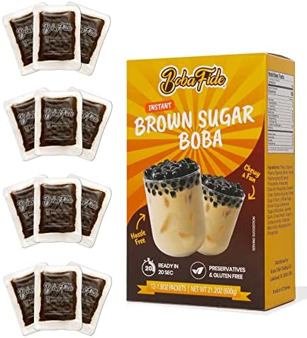 BOBA FIDE Instant Brown Sugar Boba Tapioca Pearls, 12 Packets