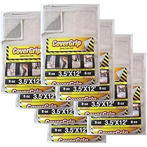 CoverGrip 8 Oz Canvas Safety Drop Cloth, 3.5' x 12', (Pack of 8) Cover