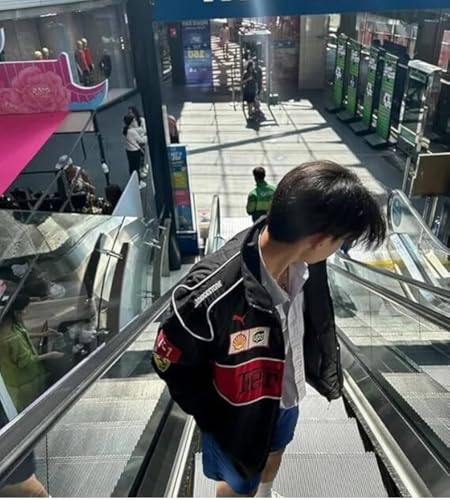 Image of ZYNEX Black F1 Speed Printed Jacket | Motorsport & Streetwear Fusion | Racing Jacket with Patches, Full Zip Hooded Motorsport Style Outerwear RED