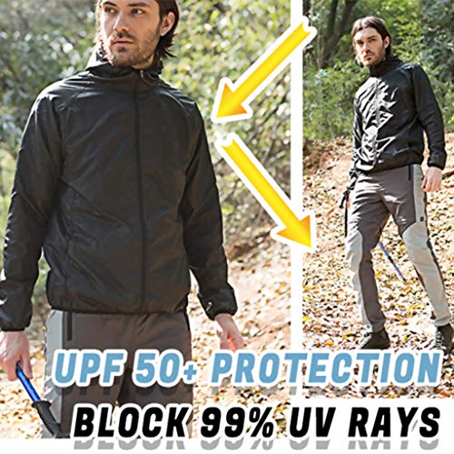 Regenjacke Herren Wasserdicht Leicht Dünne Sommerjacke mit Kapuze Outdoor Wanderjacke Ultraleichte Atmungsaktiv Regenmantel Einfarbig Outdoorjacke Fahrrad Regenjacke Herren Camping Rain Jacket Men
