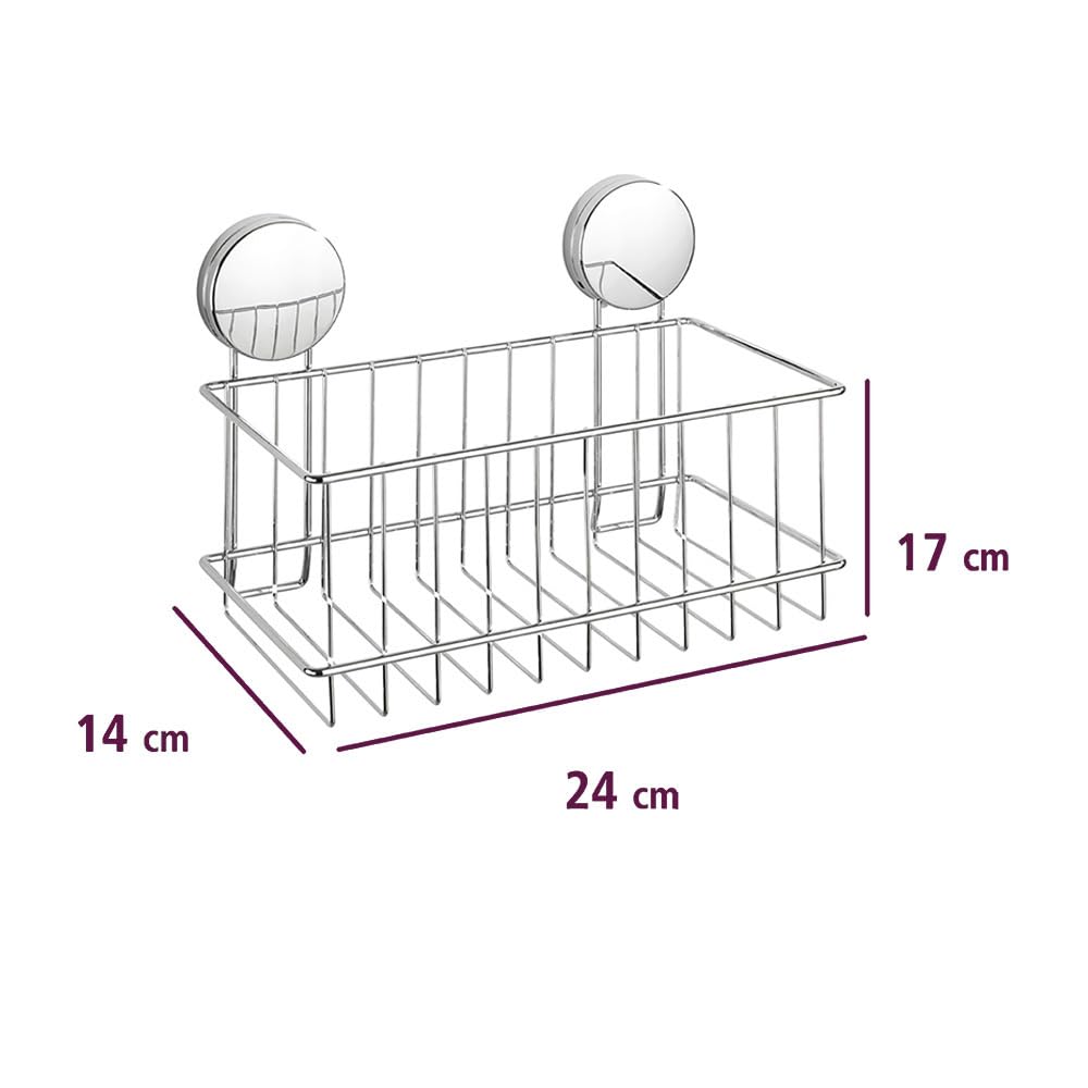 WENKO Static-Loc® Plus duża półka ścienna Osimo, mocowanie bez wiercenia, bezpieczne trzymanie dzięki statycznej przyczepności na gładkich, nieprzepuszczających powietrza powierzchniach, 24 x 16,5 x