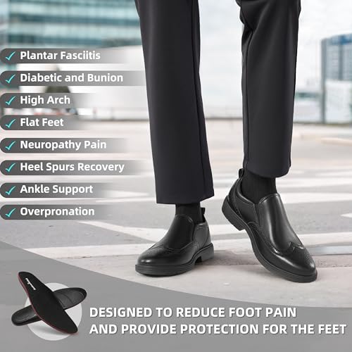 Orthopedic Business Leather Dress Shoes: Comfortable Arch Support Plantar Fasciitis Formal Tuxedo Oxford for Mens, Casual Modern Classic Wingtip Slip On Loafers for Foot and Heel Pain Relief4