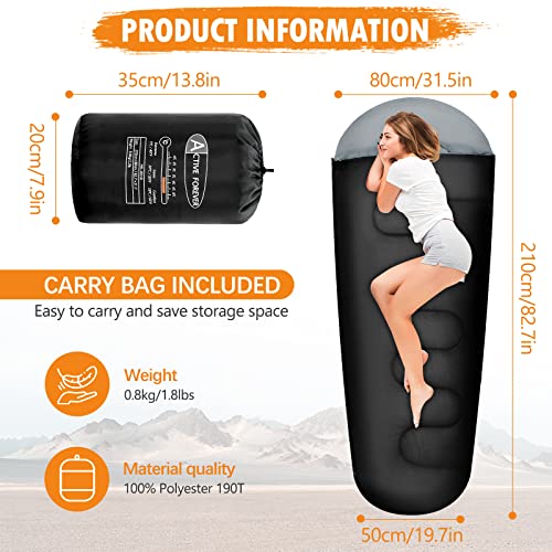ACTIVE FOREVER Sleeping Bags - 3 Seasons Mummy Sleeping Bag for Adults & Kids, Lightweight with Compact Bag for Camping, Hiking, Backpacking, Travel, Outdoor - Image 3