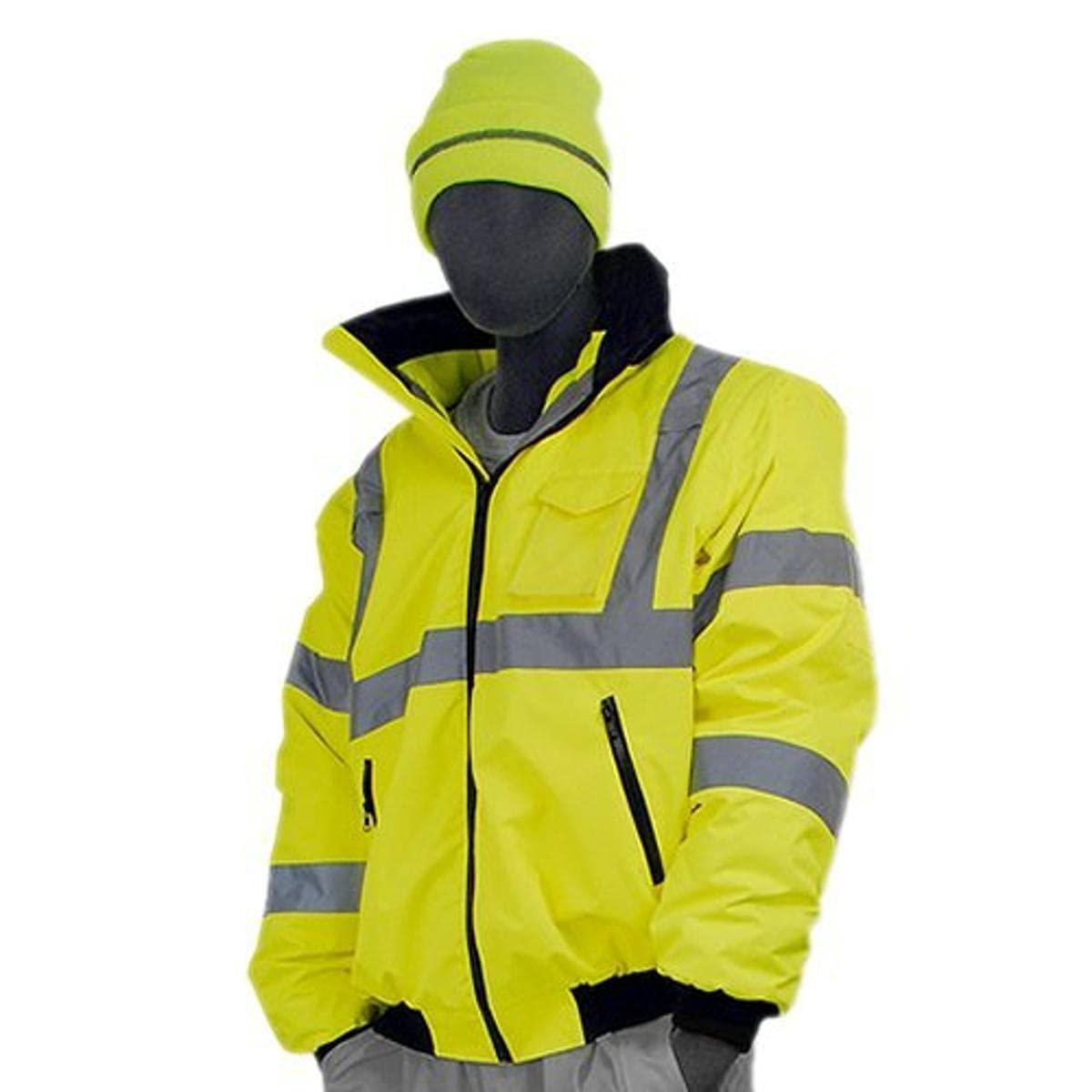 Majestic Glove 75-1301/X7 Bomber Jacket, Lined, Hi-Vis, Class 3, 7X-Large, Yellow