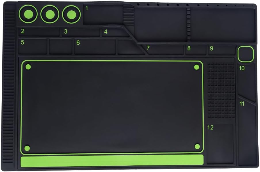 Magnetic Silicone Fly Tying Mat, Storage Tools and Hooks,Tying Material and Bead Measuring Guide Fly Fishing Tying Organizer