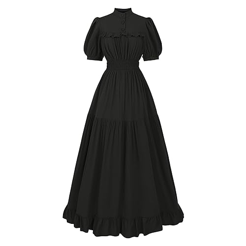 LTAKK Victorian Dress for Women Edwardian Dresses 1800s Short Sleeve