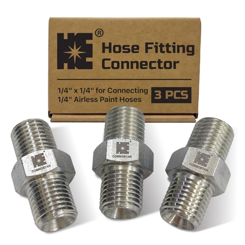 Cosmostar 1/4 x 1/4 Hose Fitting for Connecting 1/4 Airless Paint Hoses, Compatible with 243025-3 pcs(NGG0404S-3P)