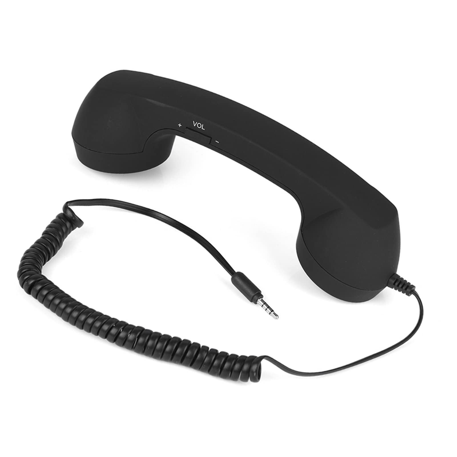 Słuchawki telefoniczne w stylu retro, 3,5 mm, antyradiacyjny, przewodowy odbiornik telefonu komórkowego z mikrofonem do telefonu komórkowego, smartfona (czarne)