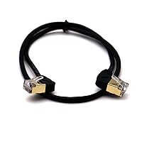 Vista 2 de Cable Ethernet Cat 8 para interiores y exteriores, cable de conexión LAN, ángulo recto, macho a izquierdo, macho de alta velocidad, RJ45, cable