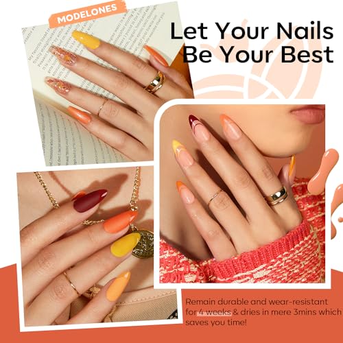 Image of modelones 16 PCS Fall Nail Stamping Plate Set, French Oval Chain Nail Stamping Plate