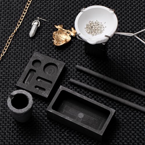 Rossesay 8 Pcs Torch Melting Casting Kit Clay Graphite Crucible Set Includes Crucible Tongs Gold Silver and Copper Ingot Mold Stir Rod for Metal Foundry Refining Jewelry Tool - Thumbnail 6