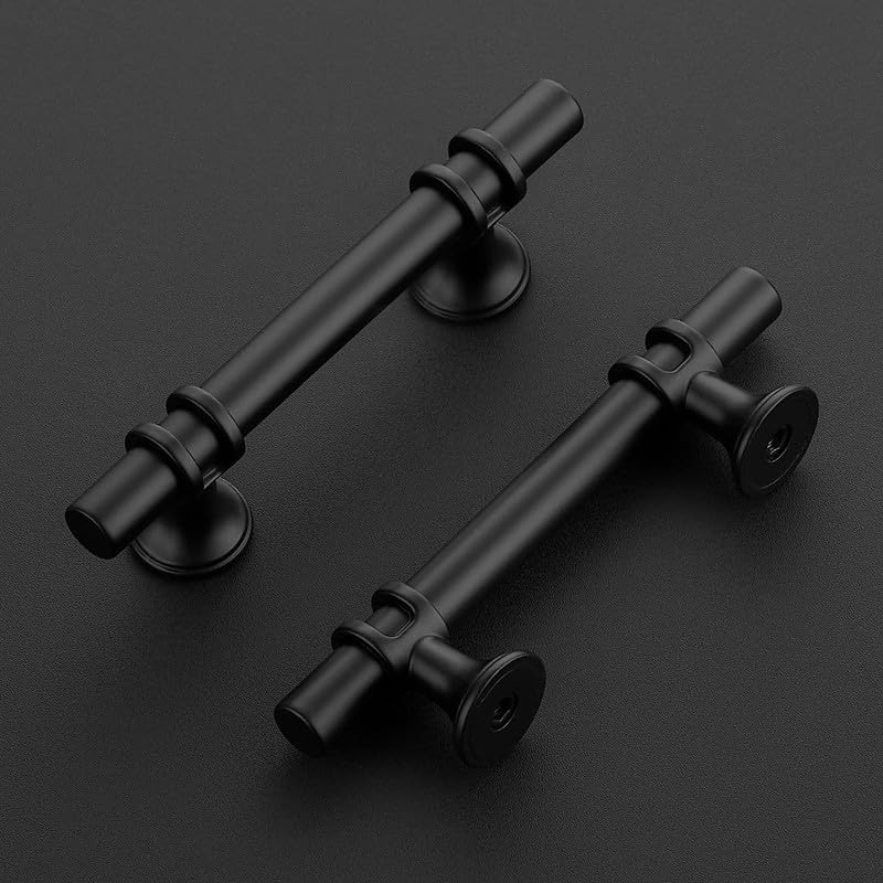 Ravinte Furniture Handles Cabinet Handles for Kitchen Cabinets Door Handles for Kitchen Cabinets Furniture with Round Base Drawer Handles Black 76mm - Image 2