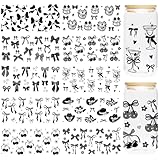 Bow UV DTF Cup Wraps - 10 Sheet Black Bow UV DTF Transfer, Conquette Cup Wraps for 16 oz Glass, Waterproof Transfer Sticker, DIY Crafts for Bridal Shower Birthday