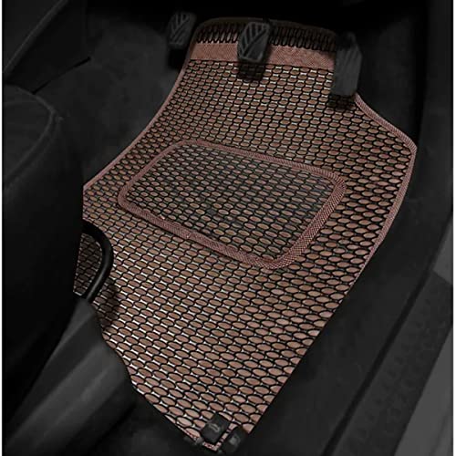 Image of Kingsway Dotted Design Car Floor Foot Mats Universal Fit for Mahindra Scorpio, Model Year : 2019-2022, Water and Dustproof, Color Brown, Set of 5 Pieces