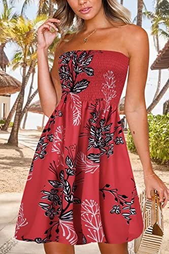 Image of Zyyfly Womens Summer Beach Dresses Strapless Cover Ups Dress Tube Top Sundresses