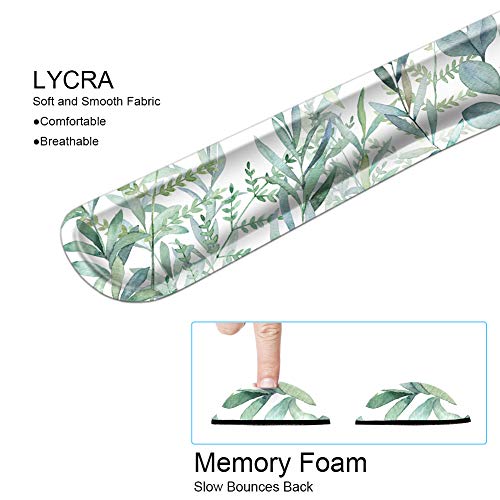 4 In 1 Extended Gaming Mouse Pad (35.4X15.7 Inch 3Mm Thick)& Ergonomic Mouse Pad With Wrist Support & Keyboard Wrist Rest Pad Set With Coaster, Idonzon Desk Mat With Non-Slip Rubber Base, Green Plants #TOP2