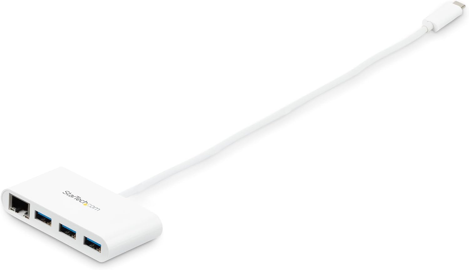 StarTech.com 3 Port USB C Hub w/Gigabit Ethernet USB Type C to 3 x USB-A Multi Port USB 3.0 Hub for MacBook Pro (HB30C3A1GEA) White