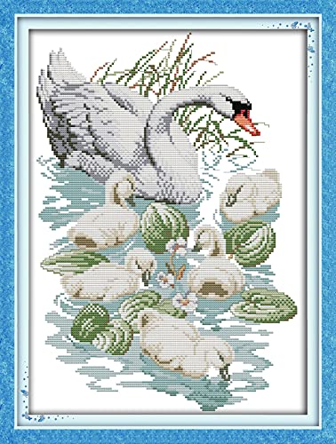 Kit broderie point de croix cygne pour célébrer l'amour maternel