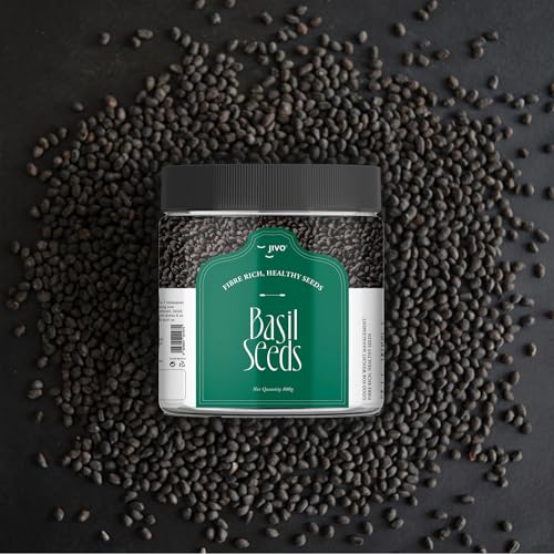 Image of Jivo Raw Basil Seeds for Weight Loss | Sabja Seeds, Tukmaria Seeds | High in Fiber, Omega-3 & Nutrients | Ideal for Smoothies, Drinks, and Baking | 100% Natural, Vegan, Gluten-Free - 800g