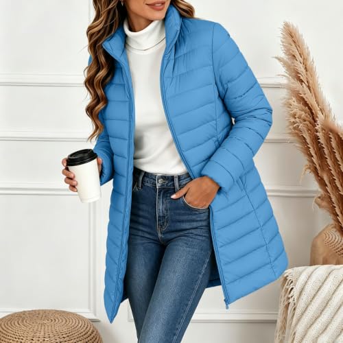 fartey Womens Winter Coats Long Quilted Puffer Jacket Zip Up Warm Outerwear - image 3