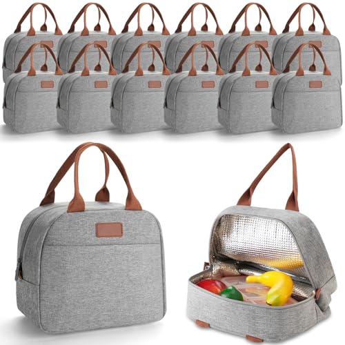 Bulk 12-Pack Insulated Lunch Bags (Grey)
