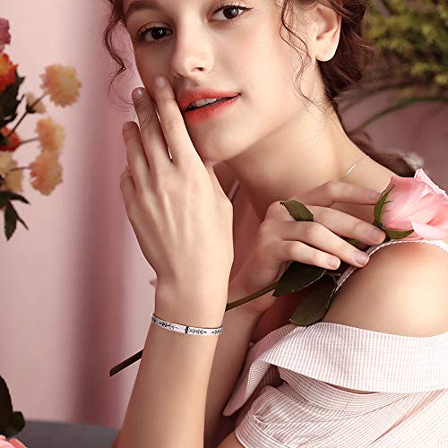 Btysun Bracelets for Women Mothers Day Bracelet Gifts from Daughter Inspirational Gifts for Women Graduation Gifts for Her Motivational Birthday Cuff Bangle Friendship Personalized Mantra Jewelry…