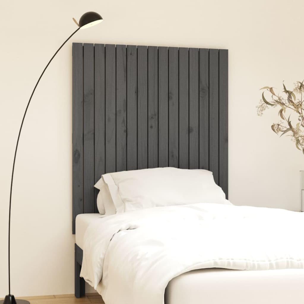 824935 Testiera da Parete Grigia 95,5x3x110 cm Legno Massello di Pino Testata in Legno,Testata Letto Matrimoniale Muebles Dormitorio Spalliera Letto Testiere per Letto Matrimoniale
