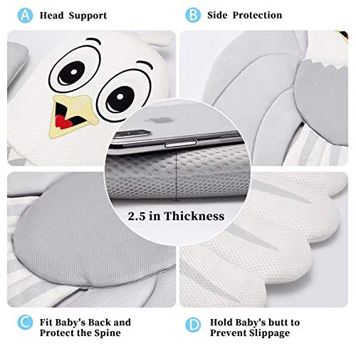 Baby Bath Cushion Sink Bather, Soft Quick Drying Bathtub Mat for Infant Bathing Tub Support, Machine Washable for 0-9 Months Newborn, Cute Eagle