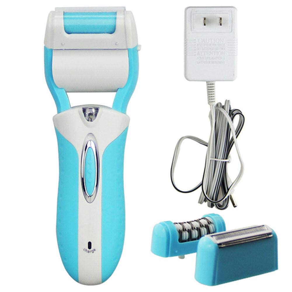 Lima para pies Eléctrica Removedor de Callos eléctrico, 3 en 1 Recargable con luz LED Depiladora de pedicura eléctrica Depilación Pedicura Herramientas para el Cuidado de los pies-Rosa (Azu