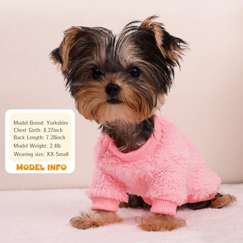 Dog Sweaters for Small Dogs, Winter Fleece Puppy Sweaters for Teacup Yorkie Chihuahua Clothes, Cute Pink XXS Dog Sweater Warm Soft Pet Outfit Apparel - Image 4