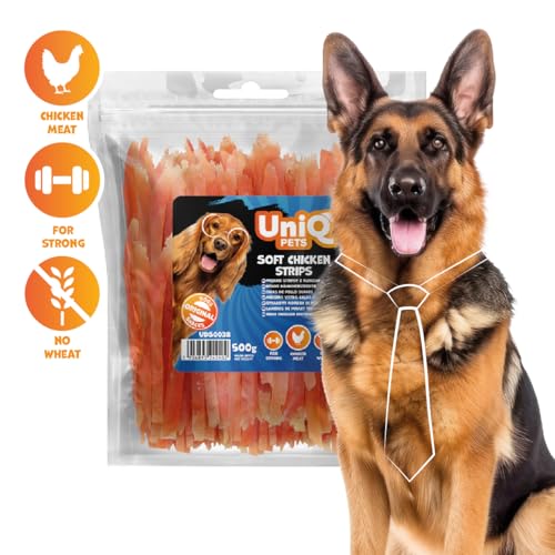 UniQ Pets Hundesnack Hähnchenbrust weich 500 g I getrocknetes Fleisch für Hunde Aller Größen I leckerer Hundeleckerli aus Hähnchenbrustfilet i kaustangen I ohne Zusatzstoffe
