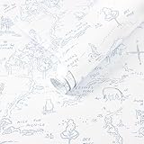 Dimoon 78.7'x17.3' Peel and Stick Wallpaper Contact Paper Boho Blue White Wallpaper Floral Removable Wall Paper Self Adhesive Modern for Nursery Bedroom Cabinets and Drawers Papel Tapiz para Pared