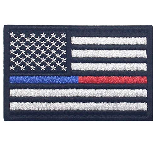 The USA Thin Blue and Red Line American Flag Patch Embroidered Morale Applique Fastener Hook & Loop Emblem