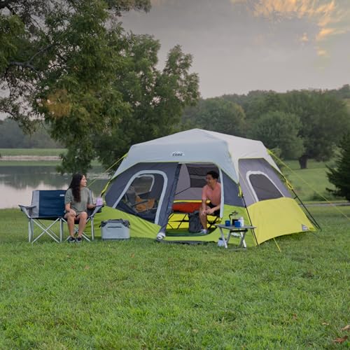 Image of CORE Instant Cabin Tents | Family Cabin Multi Room Pop Up Tents Car Camping | Included Storage Pockets for Camping Accessories