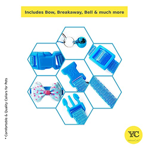 YellowCult-2-Pieces-Cat-Collars-Classic-Bow-Design-with-Bell-Adjustable-Strap-and-Safety-Release-Buckle-Modern-Design-for-Your-Cute-Cats-Puppies-Small-Dogs-2-Random-Colors