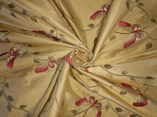 Soie dupioni broderie dorée 137,2 cm DUP#E46 pour étoffe sur mesure