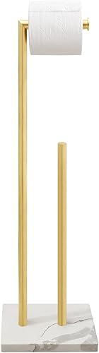 Miniatura 8 de Soporte Independiente para Papel Higiénico con Reserva, Base de Diseño de Mármol Pesado SUS304 de Acero Inoxidable (Negro)