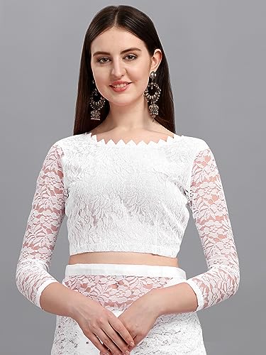 Image of LOROFY Women's Brasso Net Saree With Blouse