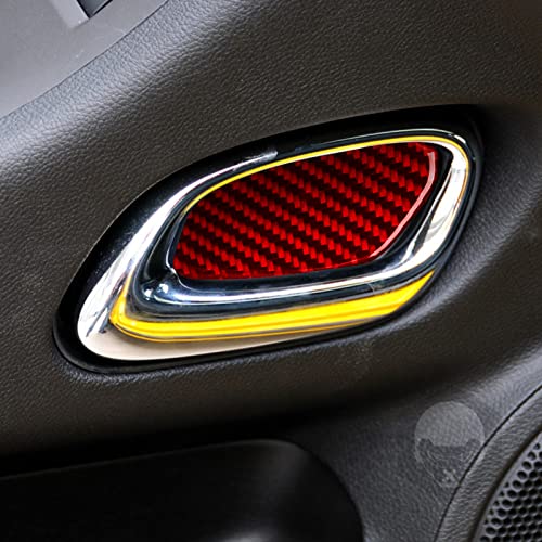 Image of NVCNX Real Premium Carbon Fiber Door Inner Handle Bowl Cup Bottom Cover Car Interior Trim Accessories Compatible with Chevrolet Camaro 2010 2011 2012 2013 2014 2015 2PCS Red