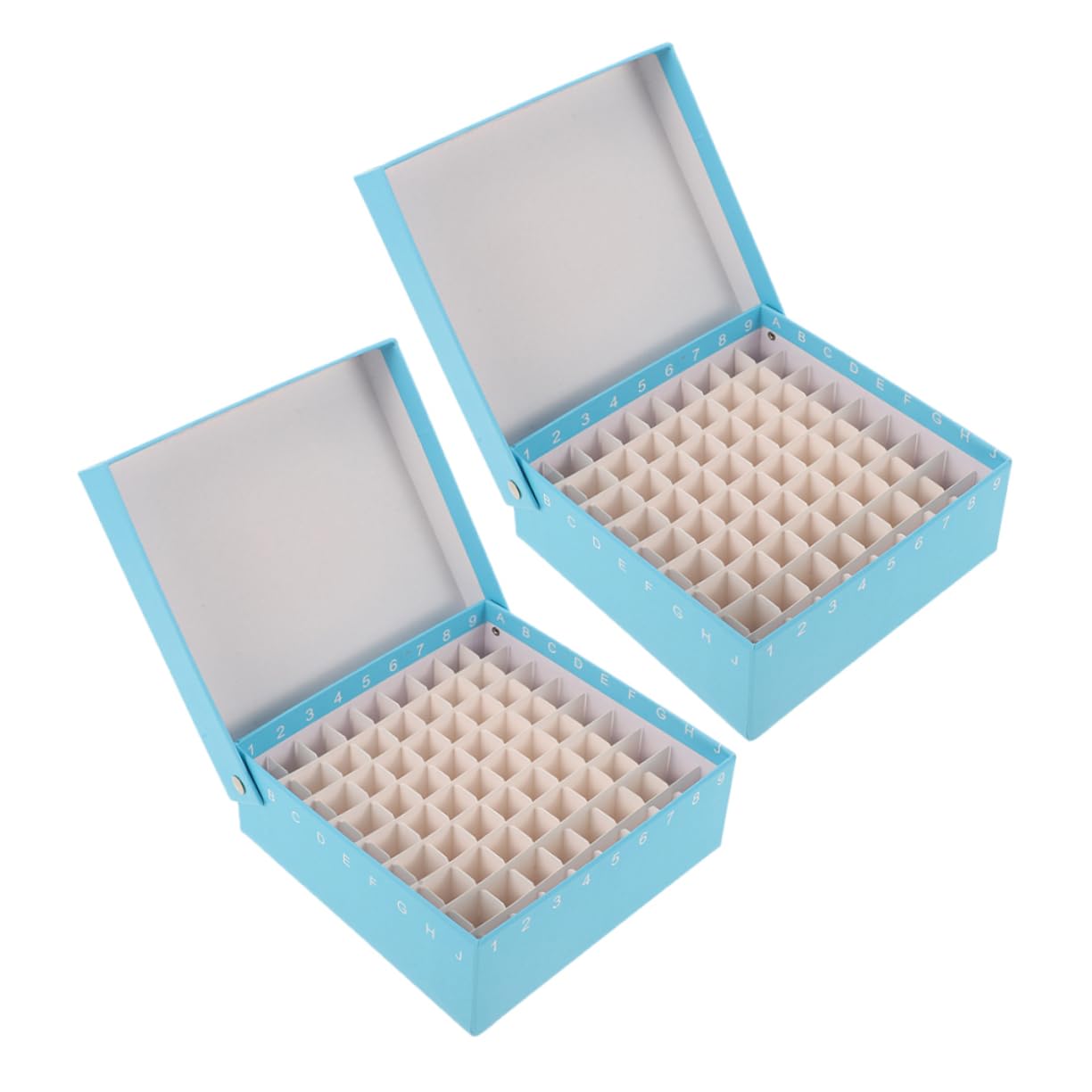 Scatola Porta Provette Centrifuga per Congelatore 2 Pezzi in Carta e Plastico Design Multi Griglia e Coperchio Collegato per Esperimenti di Laboratorio