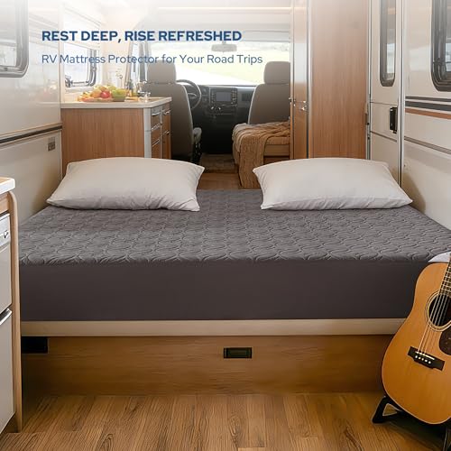 Image of BEDLORE Waterproof Mattress Protector, RV Queen Size Mattress Pad Noiseless with Deep Pocket 6 inch-18 inch Depth, Soft Breathable Dirt-Proof Bed Mattress Cover Washable (Gray)