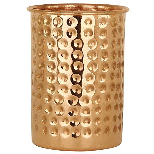 Copper Hammer Glass Cup/Tumbler, 250 Ml, Brown
