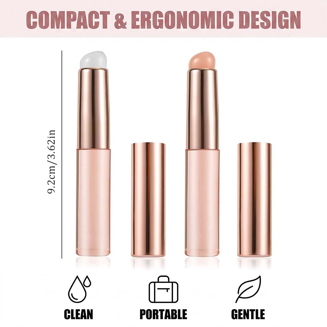2 Pennello Per Labbra In Silicone multifunzionale con cappuccio, per rossetto, gloss, correttore e unghie, rosa e grigio