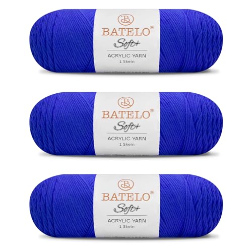 Image of Soft Royal Blue Yarn 1008 Yards - 3 Pack Acrylic Yarn of 200g /7.5oz - 4 Medium (Worsted) - Crocheting, Knitting, Amigurumi, Craft